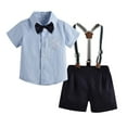 thumbnail image 1 of Boy Toddler Clothes Collared Dress Shirt with Bowtie Suspender Pants 3 Pieces Gentleman Outfit Set Toddler Boy Outfit for Toddler Boys 2-3 Years, 1 of 3