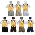 thumbnail image 1 of Boy Toddler Formal Gold Yellow Vest Bow Tie White Khaki Black Hat 5pc Set S-4T, 1 of 2