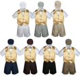 thumbnail image 1 of Boy Toddler Formal Mustard Yellow Vest Bow Tie White Black Navy Hat 5pc Set S-4T, 1 of 2