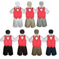 thumbnail image 1 of Boy Toddler Formal Red Vest Bow Tie White Black Gray Brown Navy Hat 5pc Set S-4T, 1 of 2
