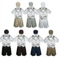 thumbnail image 1 of Boy Toddler Formal Silver Vest Bow Tie White Black Gray Brown Navy Hat 5pc S-4T, 1 of 2