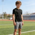 thumbnail image 1 of Boy Tops Compression Shirt Athletic Performance Top Wicking Breathable Fit For Kids Youth Sports Training Light Green 22, 1 of 7