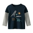 thumbnail image 1 of Boy Tops Size 10-12 Dinosaur Print Trendy Long Sleeve Soft T-Shirts Top Crewneck Preppy Tops Cute Baby Boy Clothes Dark Blue,130, 1 of 3