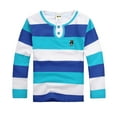 thumbnail image 1 of Boy Tops Size 6 Kids Boys Girls Long Sleeve Casual Striped Shirt Button Closure Fashion Comfortable & Soft Fabric Toddler Baby Boy Clothes BU1,5-6 Years, 1 of 4