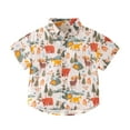 thumbnail image 1 of Boy Tops Size 8 Button Down Short Sleeve T-Shirt Trendy Cartoon Dinosaur Print Gentleman Tops Toddler Baby Boy Clothes Yellow,8-9 Years, 1 of 4