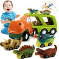 thumbnail image 1 of Boy Toys Cars 3-5, Dinosaur Truck with 4 Pull Back Dinosaur Cars, Dinosaur Toys for 1 2 3 4 5 Year Old Boys with Flashing Lights, Music and Roaring Sound, 1 of 7