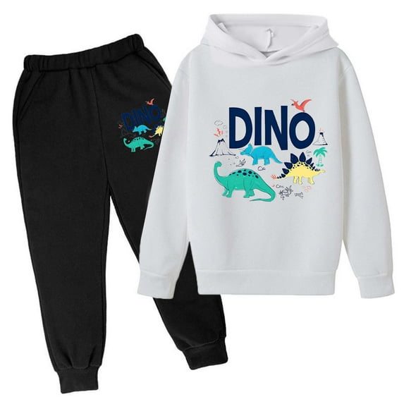 Boy Tracksuit Size 10 Long Sleeve Dinosaur Hoodie Pullover Tops and Sweatpants Boys Activewear Set Regular Fit Clothing Outfit for Kids,Khaki,11-12 Years