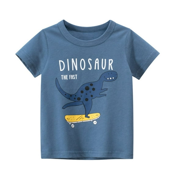 QWIED Boy Tshirts Toddler Kids Cartoon Dinosaur Short Sleeve Crewneck Pullover Tops Loose Fit T Shirts Size 2-3
