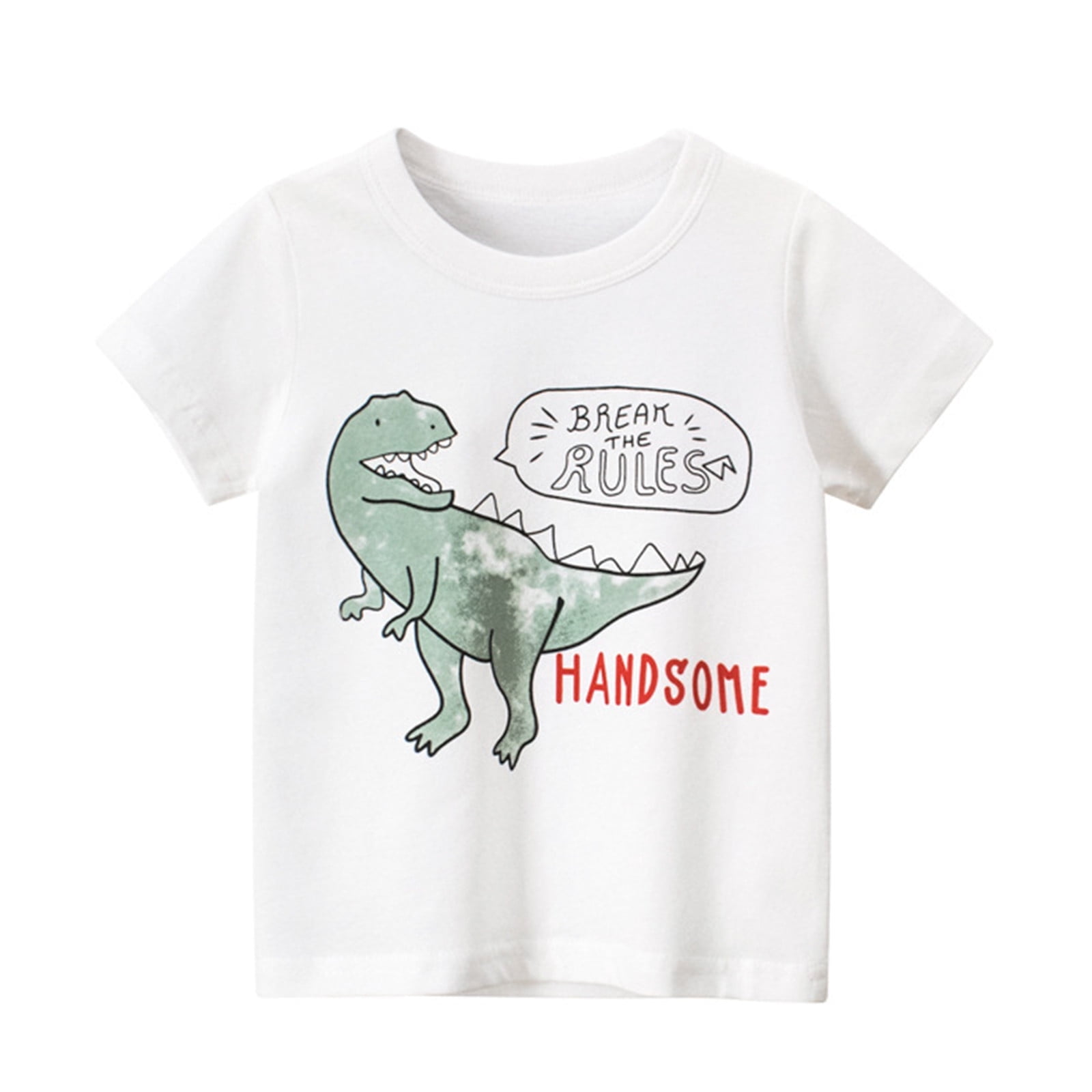 Kids Boys Luminous T shirt Tee Cartoon Dinosaur Short Sleeve Children