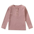 thumbnail image 1 of Boy Tshirts Toddler Kids Long Sleeve Round Neck Casual Loose Fit Solid Color Ribbed T Shirt Tops Size 3-4, 1 of 3