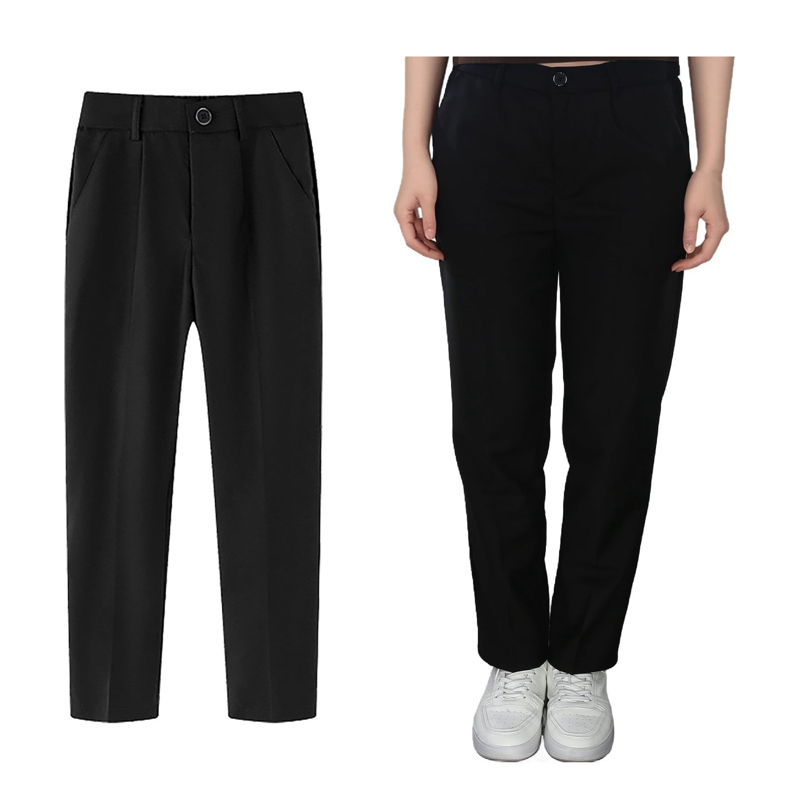 Boy Uniform Pants Dress Pants High Stretchy Skinny Pants with Pockets ...