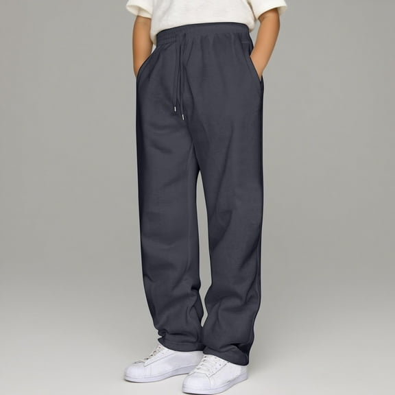 Boy Uniform Pants Pull on Chino Pants with Pockets Straight Pants Dark Gray Pants for Boys Uniform Boys Back to School Clothes Kids Preppy Clothes 5-6 Years