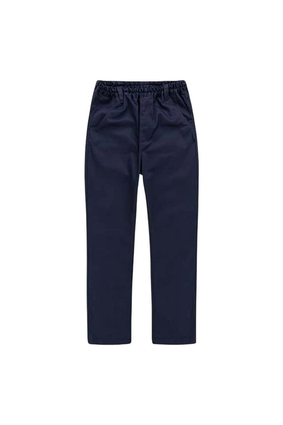 Boy Uniform Pants Straight Pants with Pockets Pull On Chino Pants Elastic Waist Pants Navy Blue Pants for Boys Boys Back To School Clothes Kids Preppy Clothes