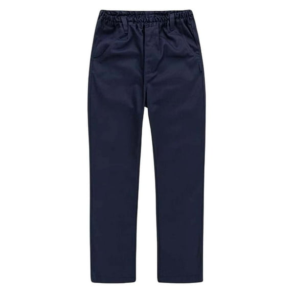 Boy Uniform Pants Straight Pants with Pockets Pull On Chino Pants Elastic Waist Pants Navy Blue Pants for Boys Boys Back To School Clothes Kids Preppy Clothes