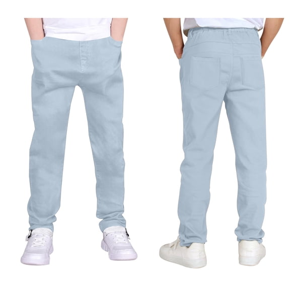 Boy Uniform Pants Straight Pants with Pockets Pull On Chino Pants Stretch Pants Blue Uniform Pants Boys Back To School Clothes Kid Boys Pants 5-6 Years