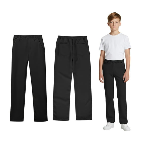 Boy Uniform Pants Straight Pants with Pockets Pull On Chino Pants Stretch Pants Boy Black Uniform Pants Back To School Outfits for Boys Teen Preppy Clothes 13-14 Years