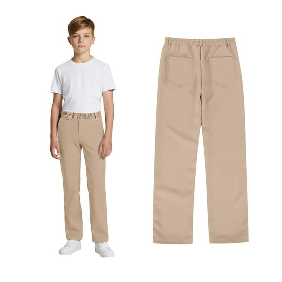 Boy Uniform Pants Straight Pants with Pockets Pull On Chino Pants Stretch Pants Boy Khaki Uniform Pants Back To School Clothes Kids Preppy Clothes 5-6 Years