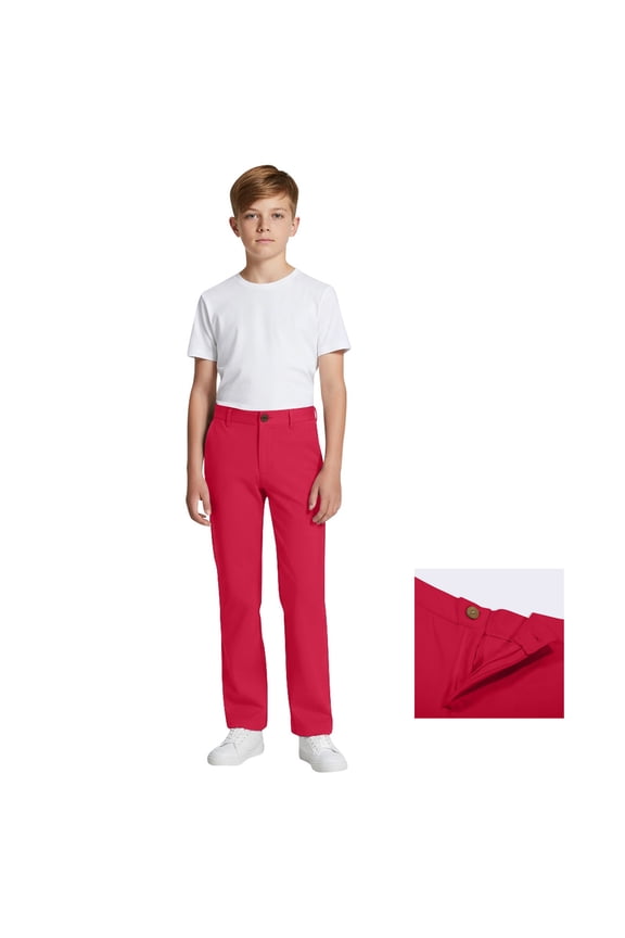 Boy Uniform Pants Straight Pants with Pockets Pull On Chino Pants Stretch Pants Red School Pants for Boys Back To School Outfits for Boys Kids Boys Pants 5-6 Years