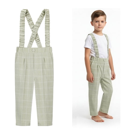 Boy Uniform Pants with Suspenders Pants with Pockets Green Girls Uniform Pants Back To School Slim Fit Uniform Pants Size 5-6 Years