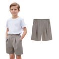 thumbnail image 1 of Boy Uniform Shorts Lightweight Elastic Waist Straight Leg Khaki School Pants with Pockets Summer Boy Shorts 8-9 Years, 1 of 4