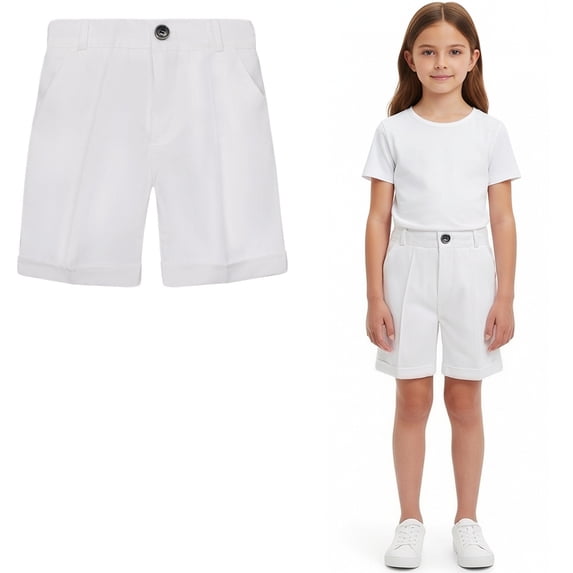 Boy Uniform Shorts Stretch Flat Front Preppy School Shorts Tween White Pants Back To School Clothes 12-13 Years