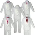 thumbnail image 1 of Boy White Satin Shawl Lapel Suits Tuxedo BURGUNDY Satin Bow Necktie Vest SM-20, 1 of 5