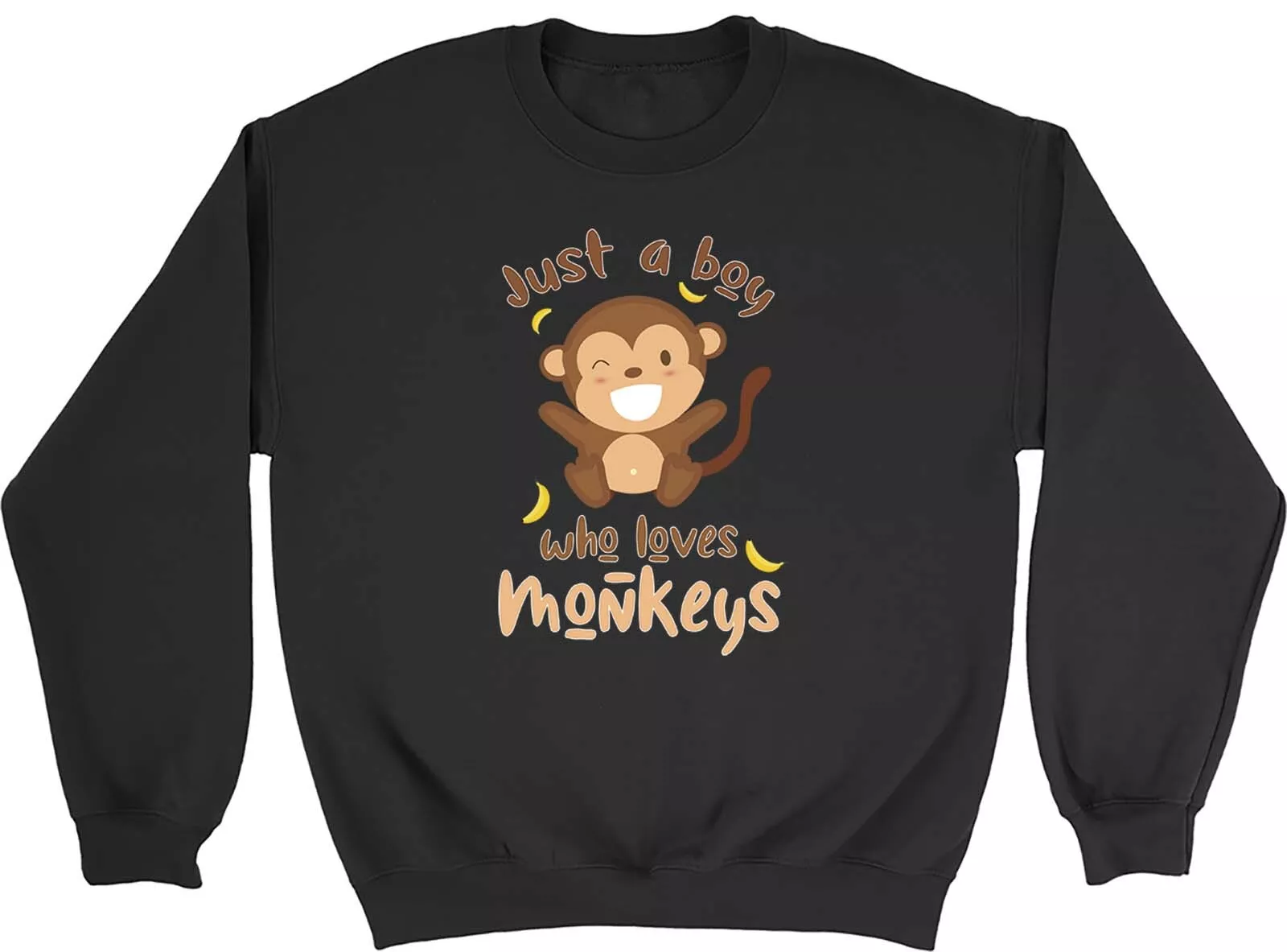 Boy Who Loves Monkeys Sweatshirt Mens Womens Funny Jungle Widlife Gift ...