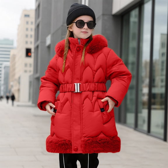Boy Winter Coat Boys Puffer Coat with Pocket Zipper Hooded Coat Warm Windproof Winter Down Coat Grils Winter Coats Size 7-8Years