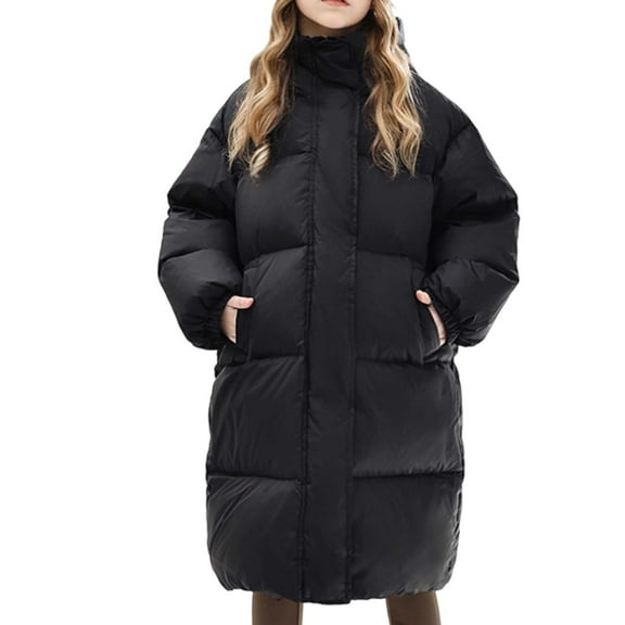 Boy Winter Coat Boys Puffer Coat with Pocket Zipper Winter Hoodies Coat Long Sleeve Windproof Kids Puffer Jacket Boys Jackets Size 5-6 Years