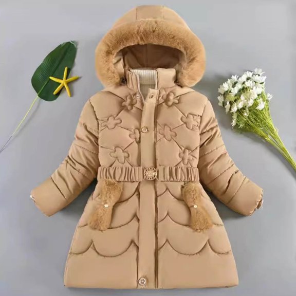 Boy Winter Coat,Kids Puffer Jacket Mid-Length Heavyweight with Trim Hood Warm and Windproof Outerwear Coats Boys Winter Coat Size 150-XXL