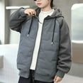 thumbnail image 1 of Boy Winter Coat Kids Puffer Jacket with Pocket Zip up Hooded Coat Solid Long Sleeve Windproof Thick Warm Outwear Girls Winter Clothes Size 9-10 Years, 1 of 5