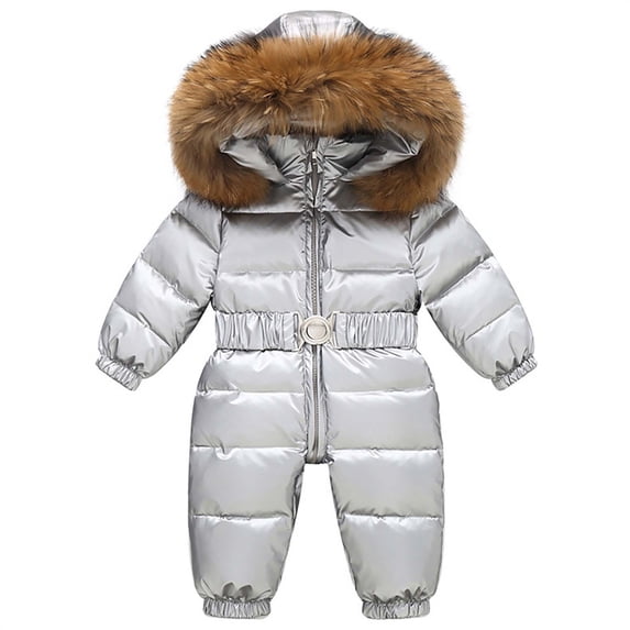 Boy Winter Coat Winter European and Childrens Down Jackets Outdoor Skiing Jackets and Thick Jumpsuits for Boys Girls and Babies New Fall Jackets Winter Outerwear Silvers 4-5T