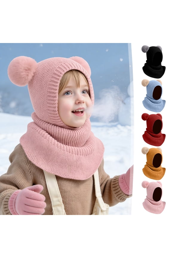 Boy' Winter Hat 1PC,Boy' Balaclava Fleece Lined Beanie with Integrated Face Mask for Cold Weather Play and Outdoor Adventures