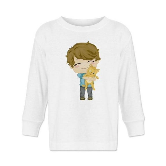 Boy With A Pet Kitten Long Sleeve Toddler -Image by Shutterstock, 3 Toddler