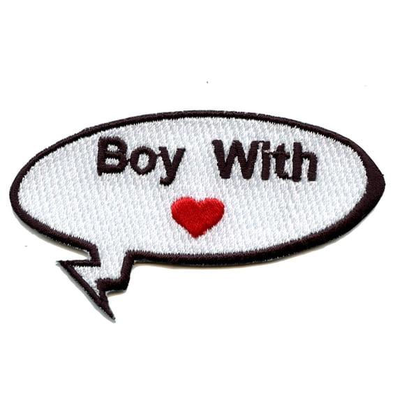 Boy With Love Word Bubble Embroidered Iron On Patch
