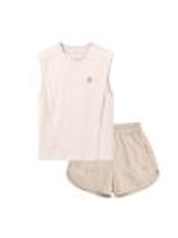 Boy and Girl 2 Pieces Outfits for Girls UPF50+ Round Neck Sleeveless Tee Tops and Shorts Cooling Sets