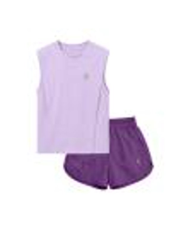 Boy and Girl 2 Pieces Outfits for Girls UPF50+ Round Neck Sleeveless Tee Tops and Shorts Cooling Sets