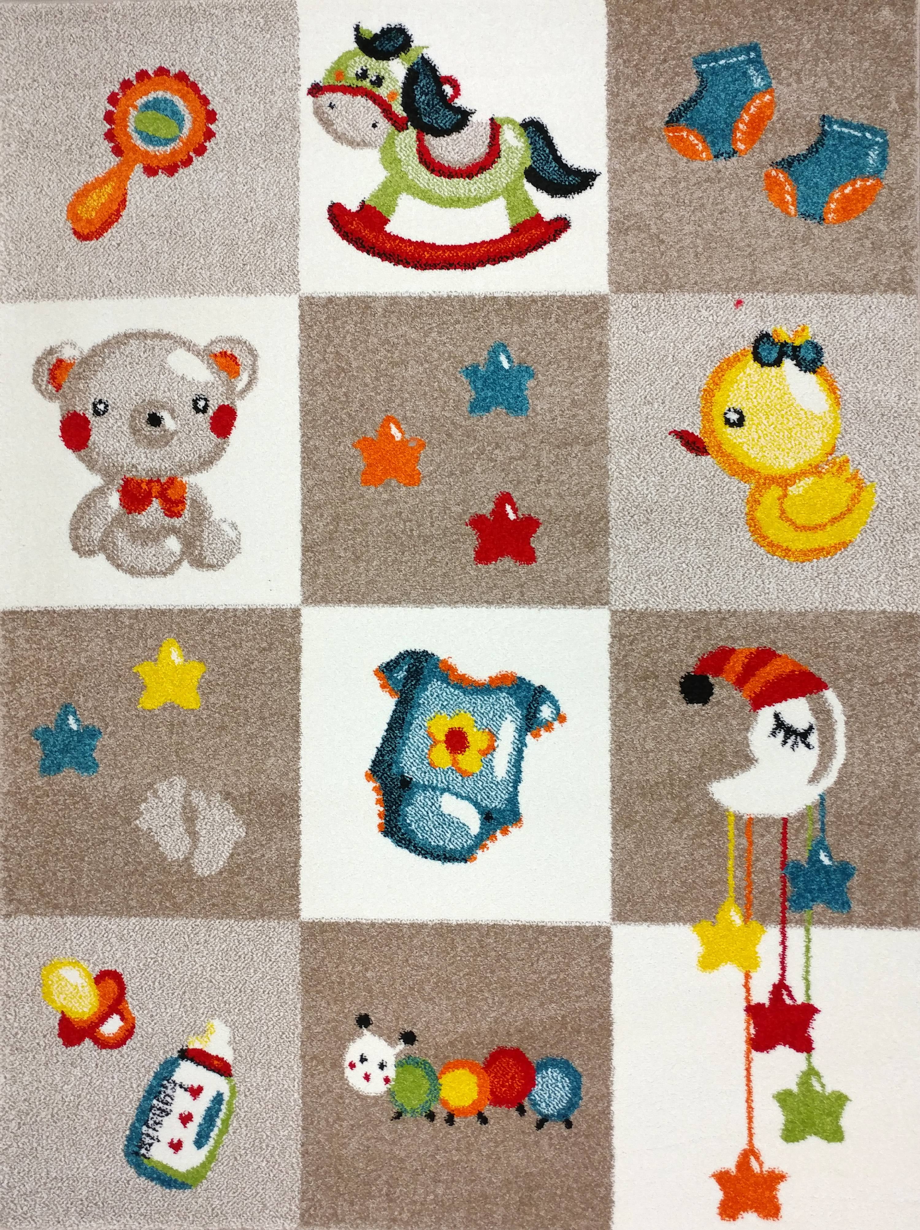 Boy and Girl Bedroom Modern Decor Area Rug and Carpet Collection For Kids and Children (3' 11" x 5' 3", Nursery Bedtime Teddy Bear)