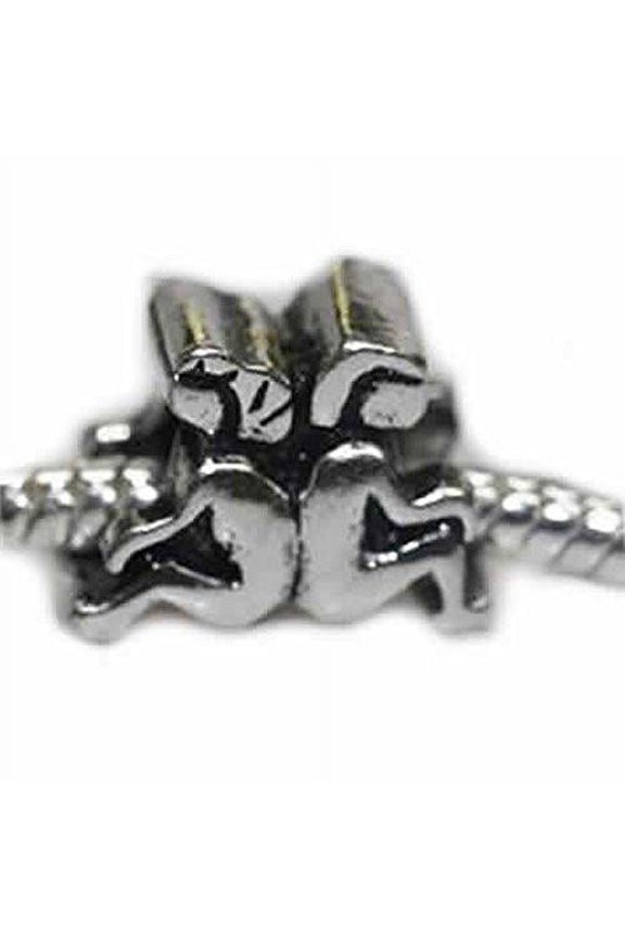 Boy and Girl Sitting Back to Back European Bead Compatible for Most European Snake Chain Bracelet