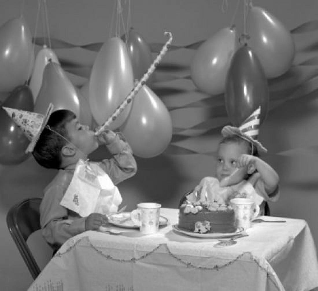 Boy and girl at birthday party Canvas Art - (18 x 24)