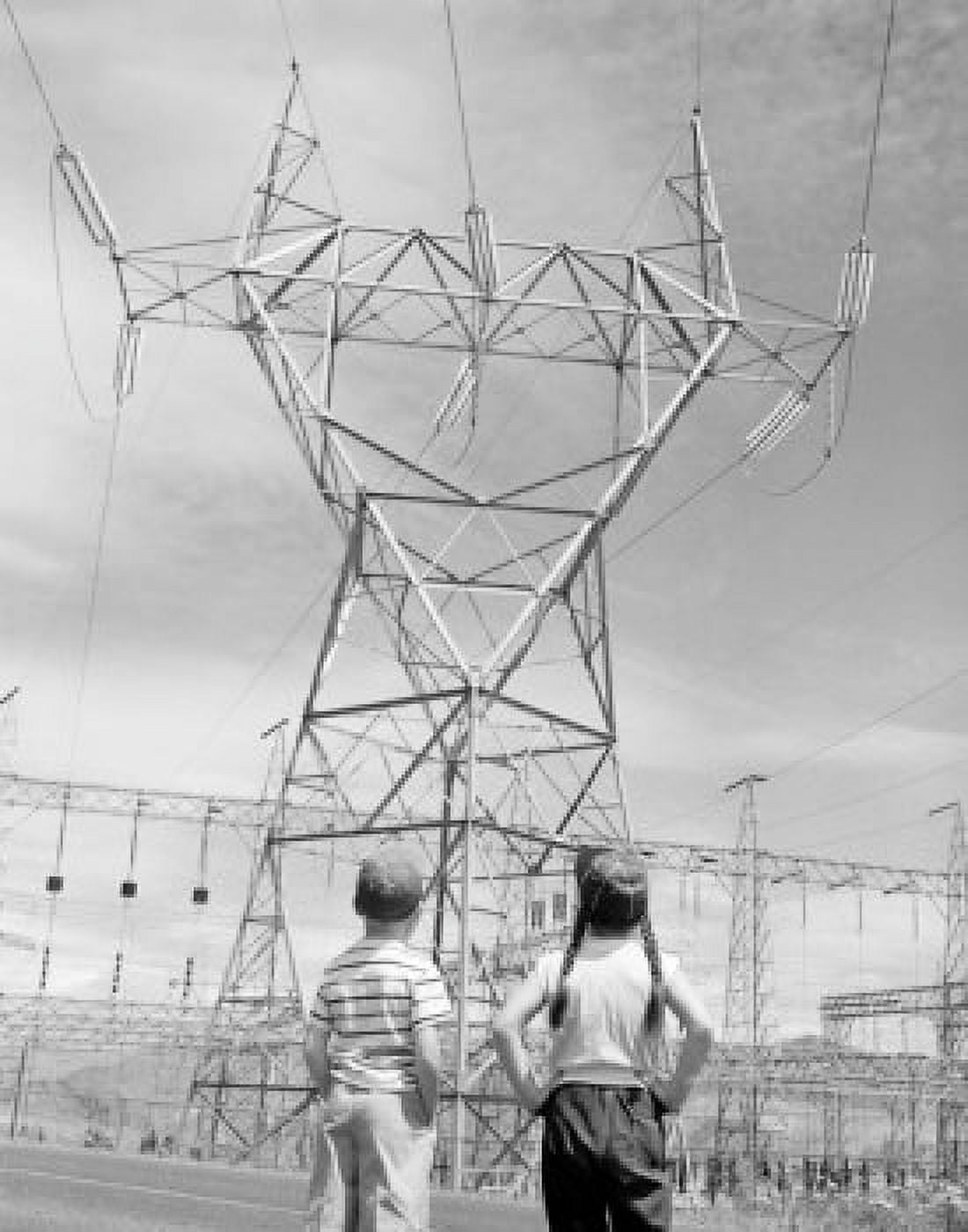 Boy and girl looking at electricity pylon Canvas Art - (24 x 36)