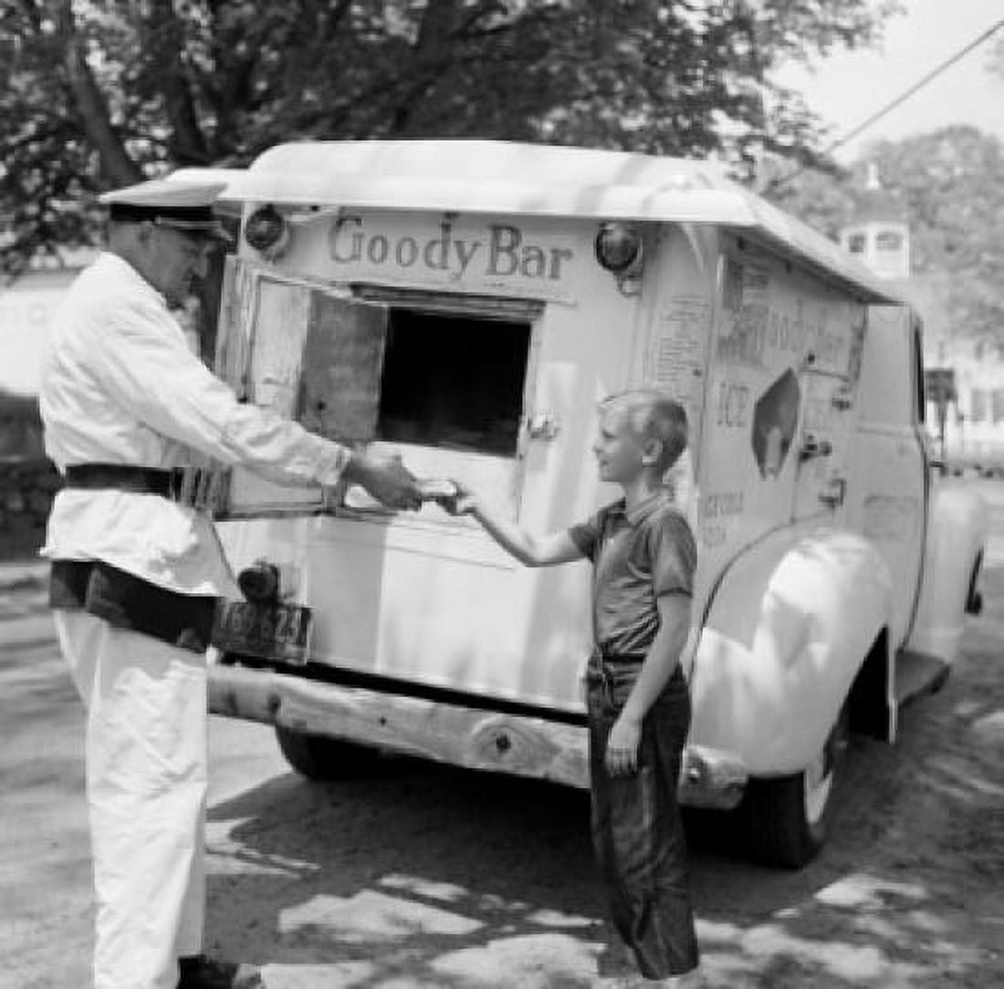 Boy buying ice cream from vendor Canvas Art - (24 x 36)