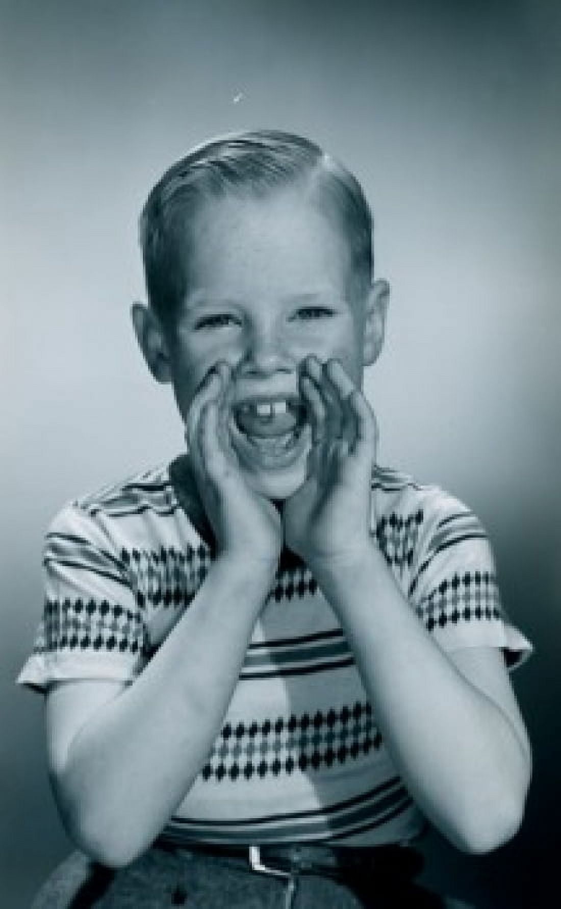 Boy calling out Canvas Art - (24 x 36)