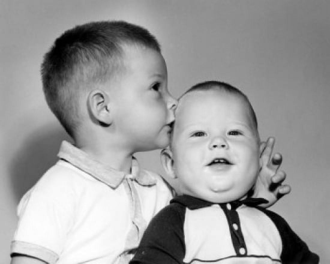 Boy embracing baby brother Canvas Art - (18 x 24)