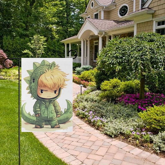 Boy in Costume Cartoon Garden Flag 28x40 inch Double Sided Outside Yard Decorations for Home Outdoor