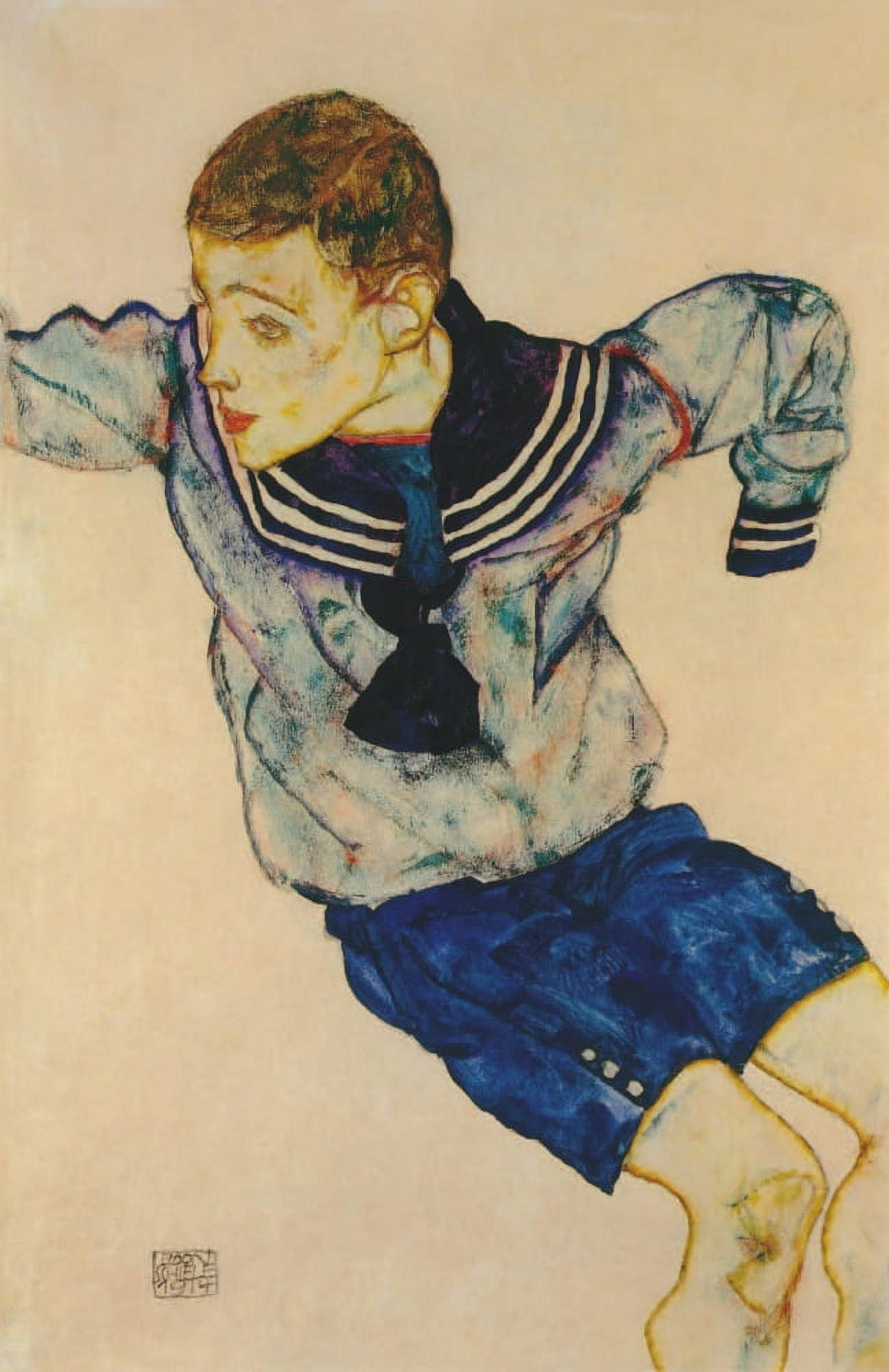 Boy in Sailor suit 1914 Canvas Art - Egon Schiele (18 x 24)