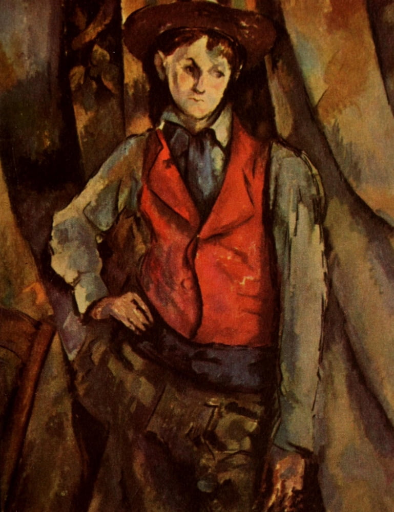Boy in a red vest Canvas Art - Paul Czanne (18 x 24)