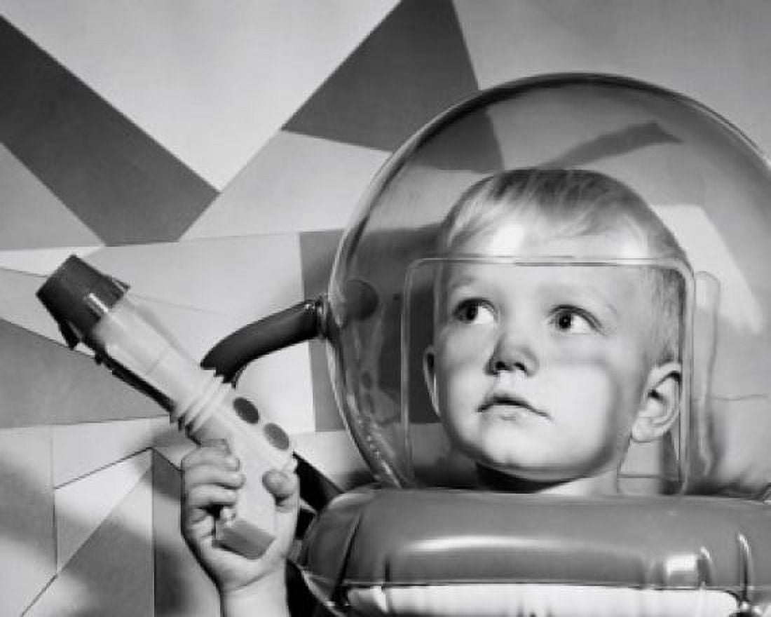 Boy in a space helmet holding a blaster Canvas Art - (18 x 24)