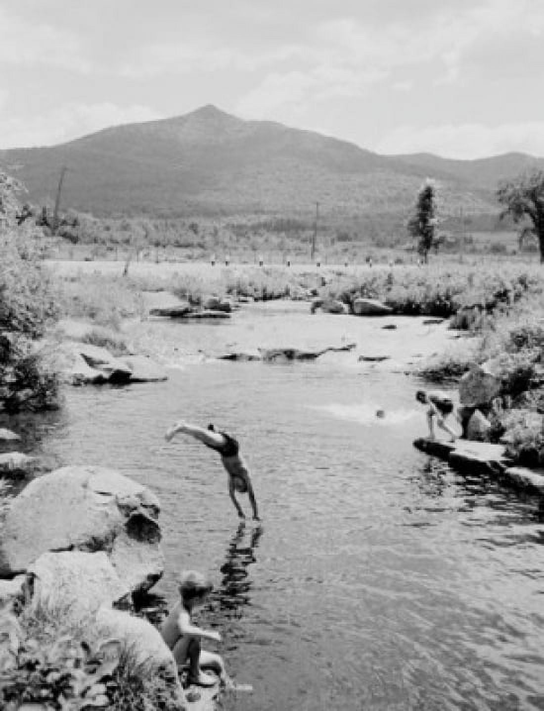Boy jumping into river Canvas Art - (24 x 36)