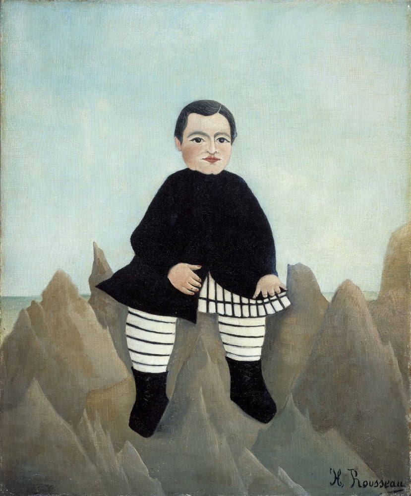 Boy on Rocks c1895 Canvas Art - Henri Rousseau (18 x 24)